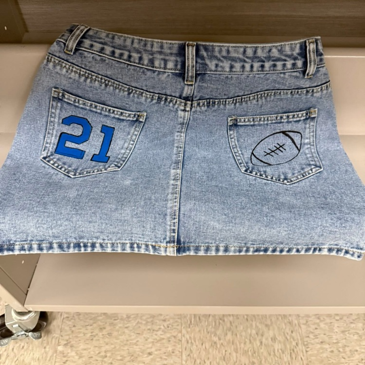 painted blue Jean skirt