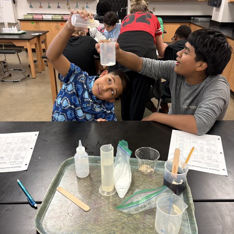 students completing experiment