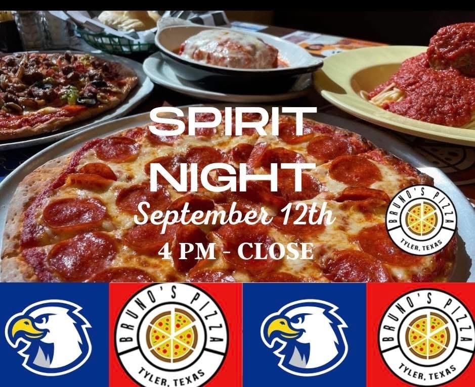 Spirit night at Brunoβs September 12th 4pm-Close
