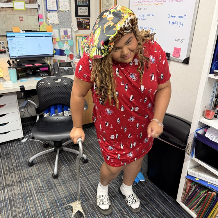student dressed as old person