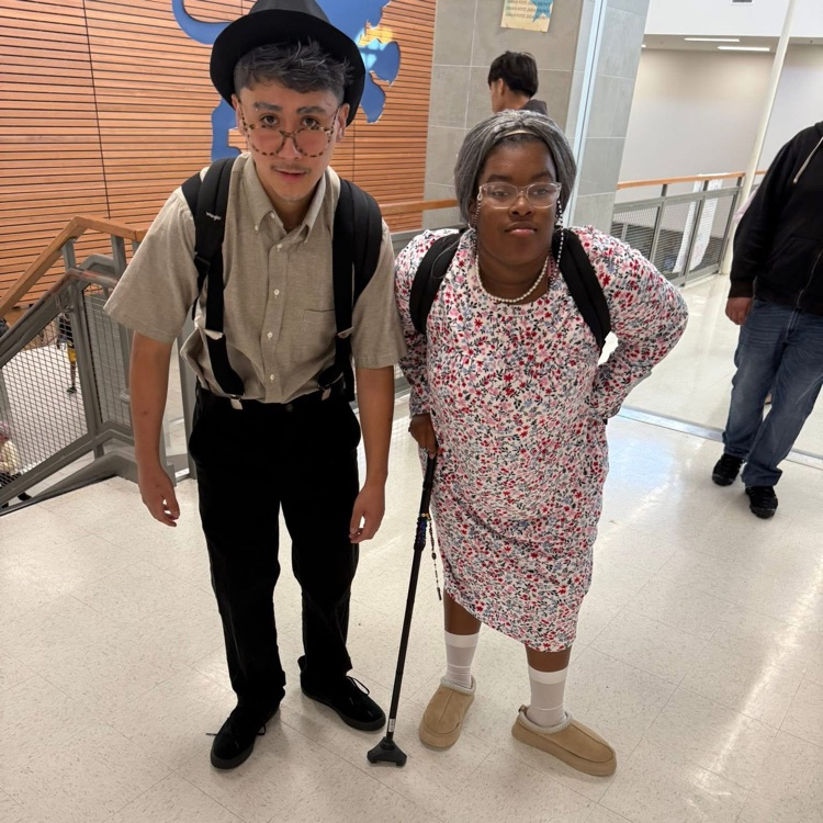 students dressed as old people
