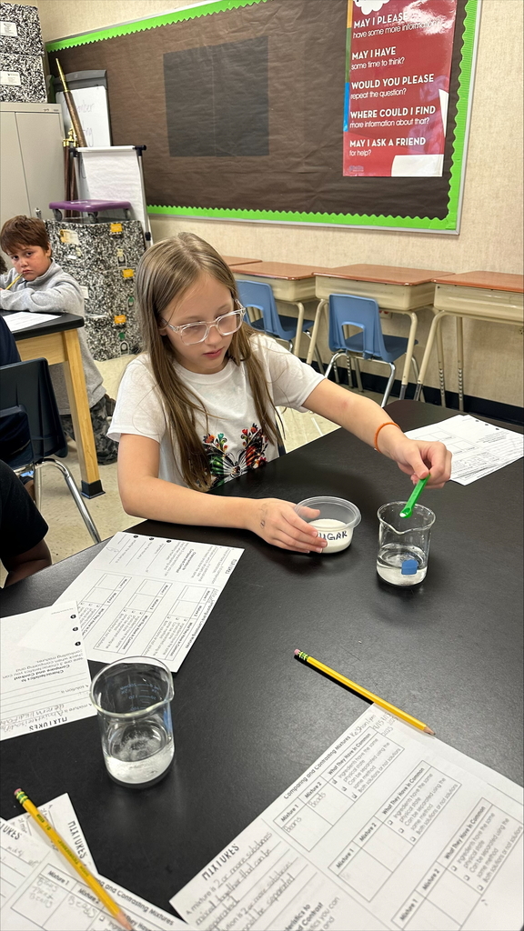 Students working wqith mixtures and solutions 