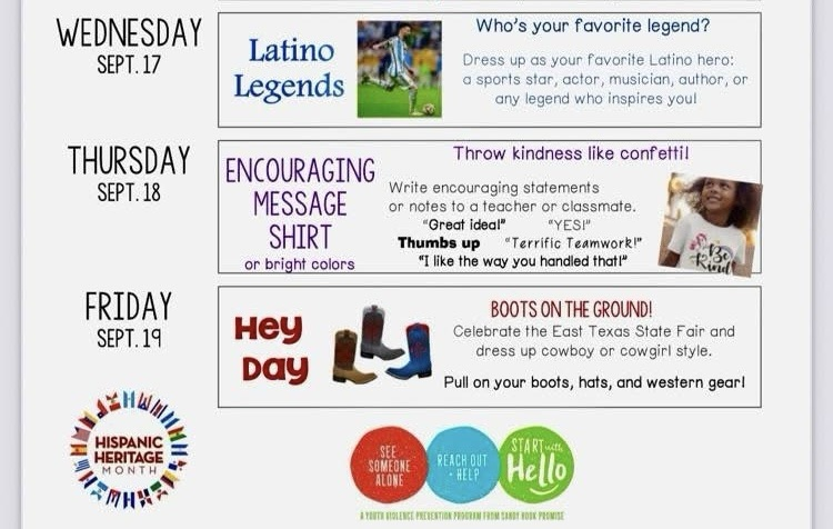 Today we celebrated the start of Hispanic Heritage Month and Hello Week with Hola Day! Don’t miss our other spirit days coming up this week. Go Jaguars! 🐆