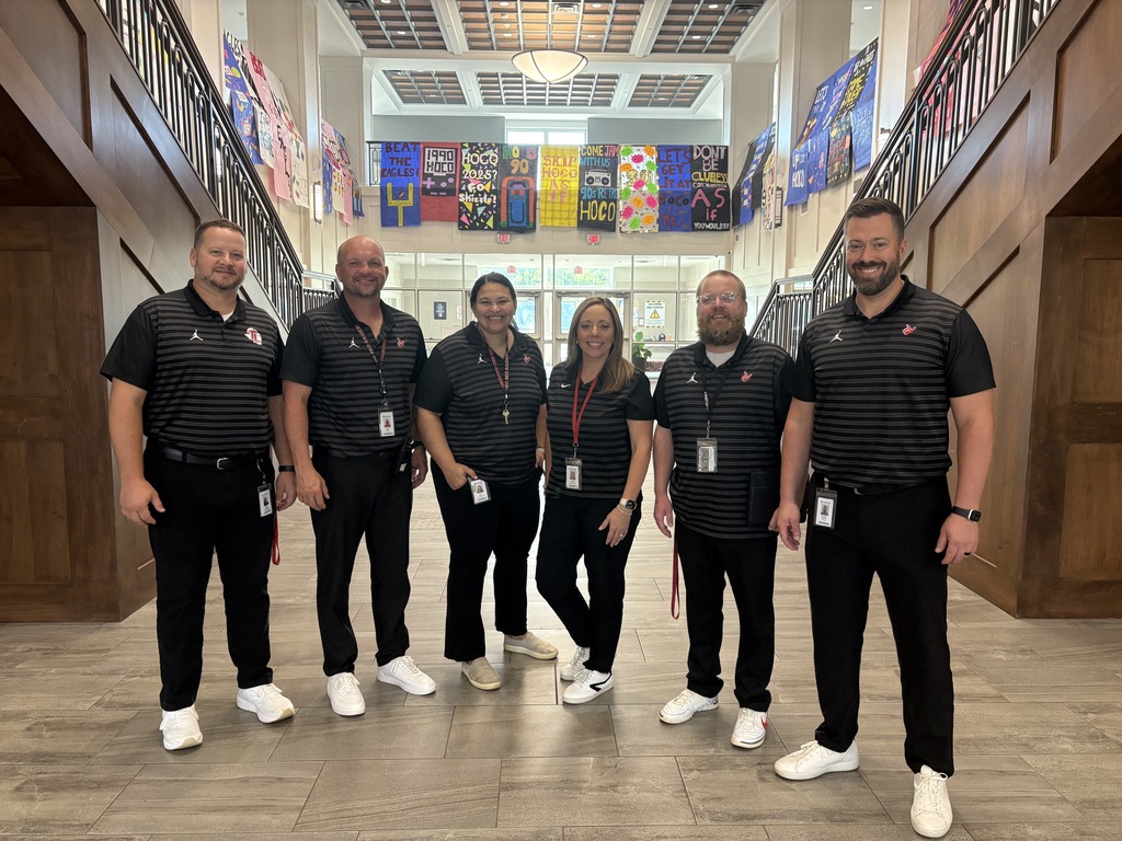 Tyler Legacy staff and students matching for twin day for HoCo spirit week