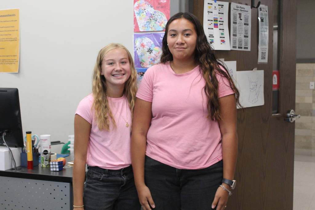 Tyler Legacy staff and students matching for twin day for HoCo spirit week