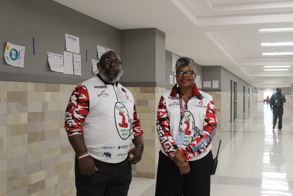 Tyler Legacy staff and students matching for twin day for HoCo spirit week