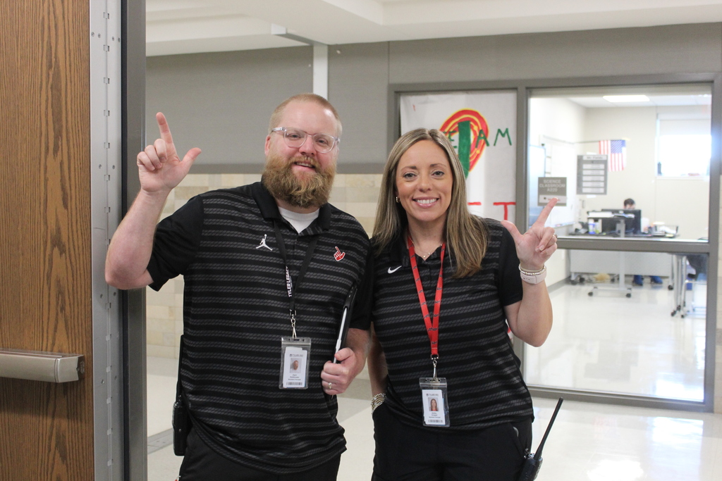 Tyler Legacy staff and students matching for twin day for HoCo spirit week