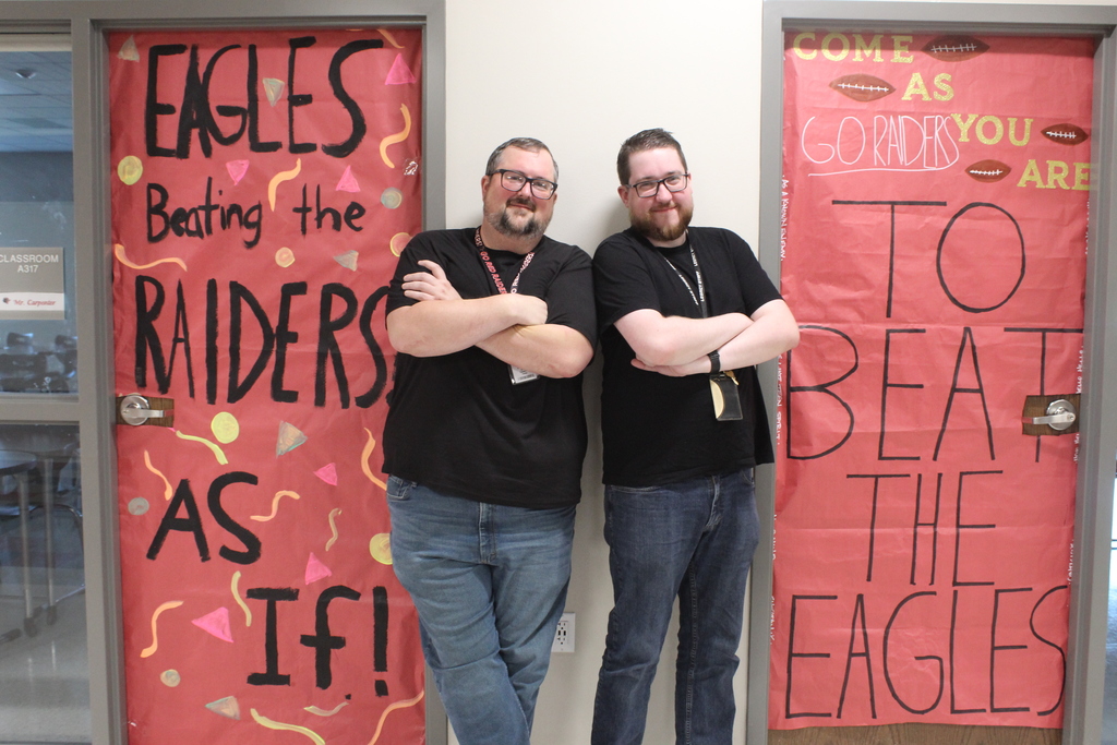 Tyler Legacy staff and students matching for twin day for HoCo spirit week