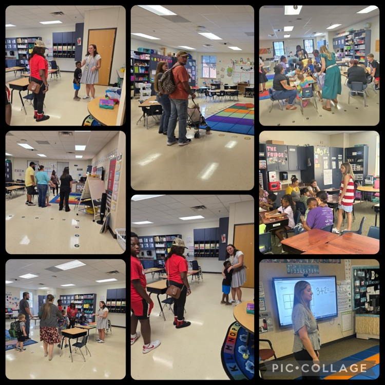students and parents participating in classroom lessons at open house 