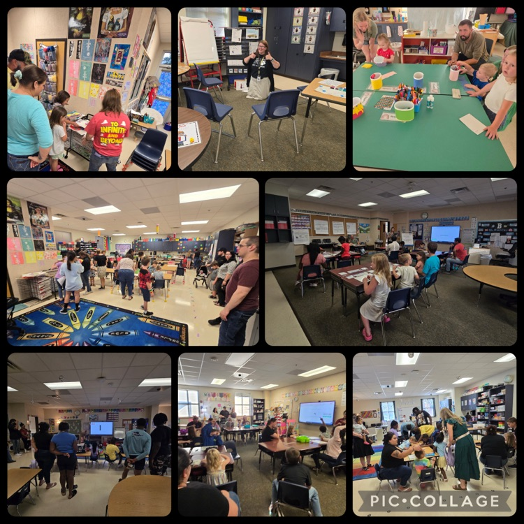 students and parents participating in classroom lessons at open house 
