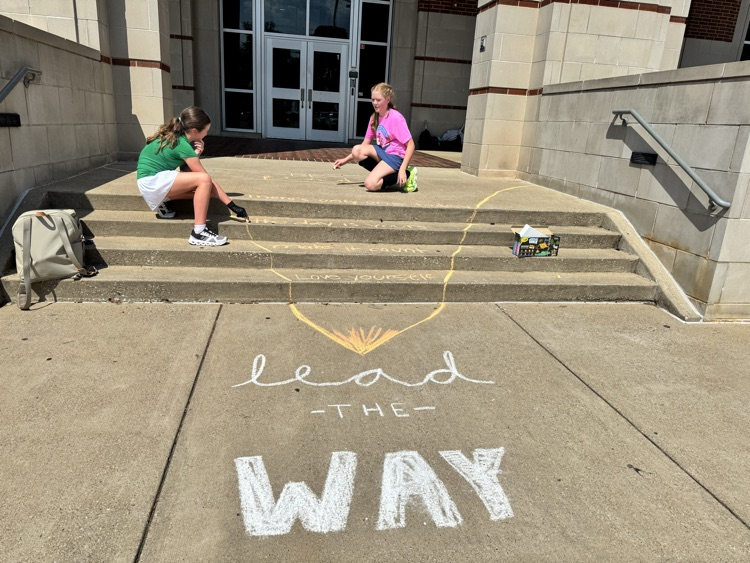 students decorated sidewalks with chalk