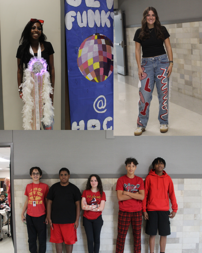 Tyler Legacy students in their Homecoming jeans, mums, and red