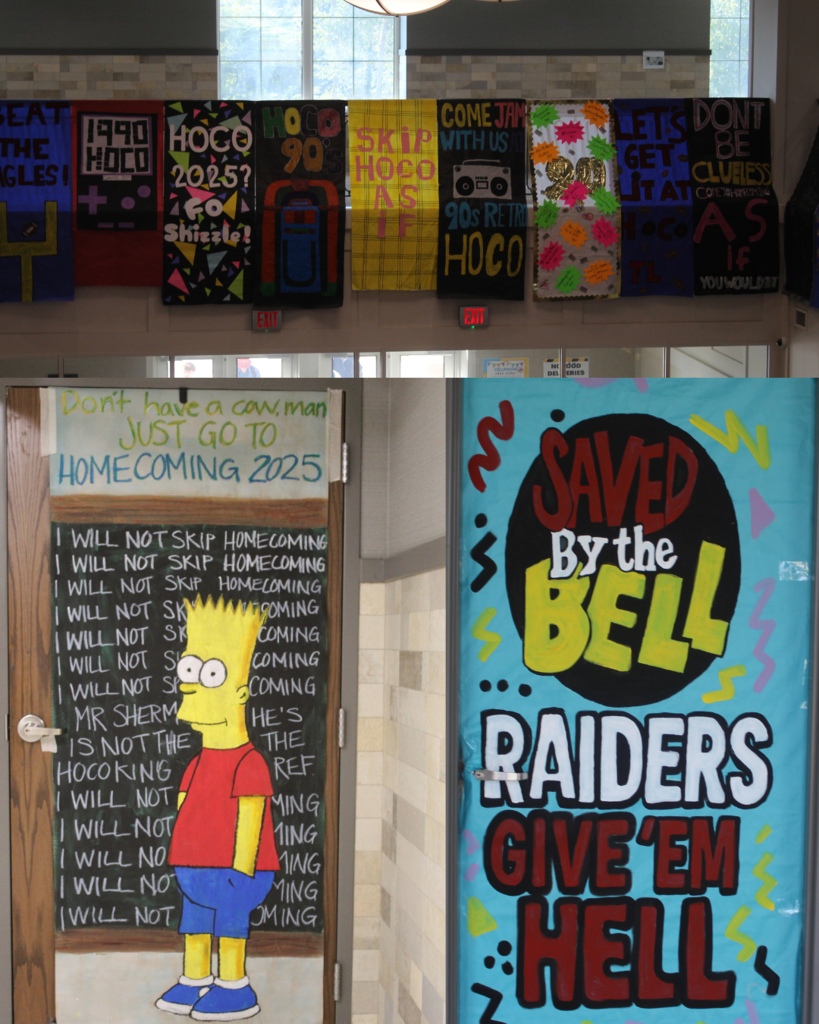 Tyler Legacy classroom doors decorated for Retro 90s HoCo week