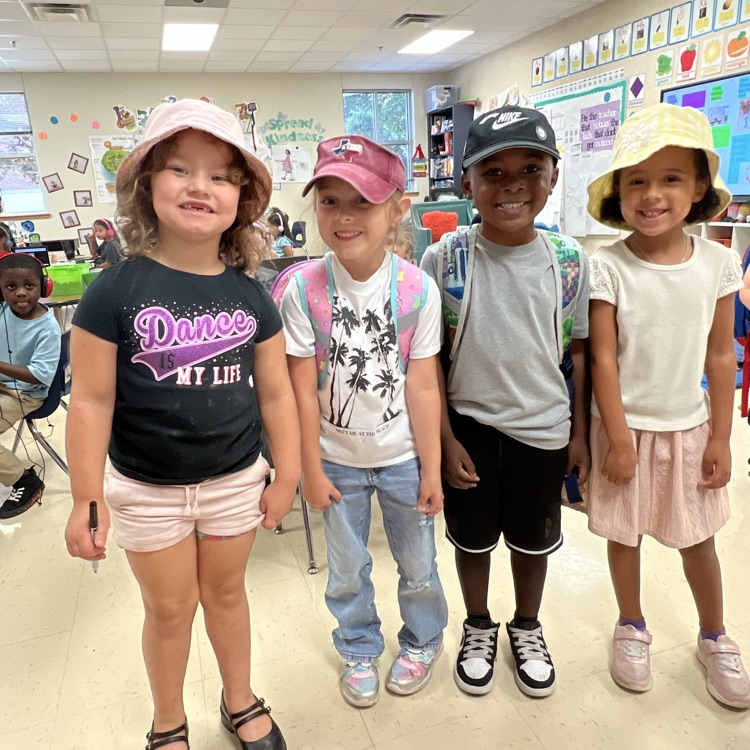 Students wearing hats for dress-up day