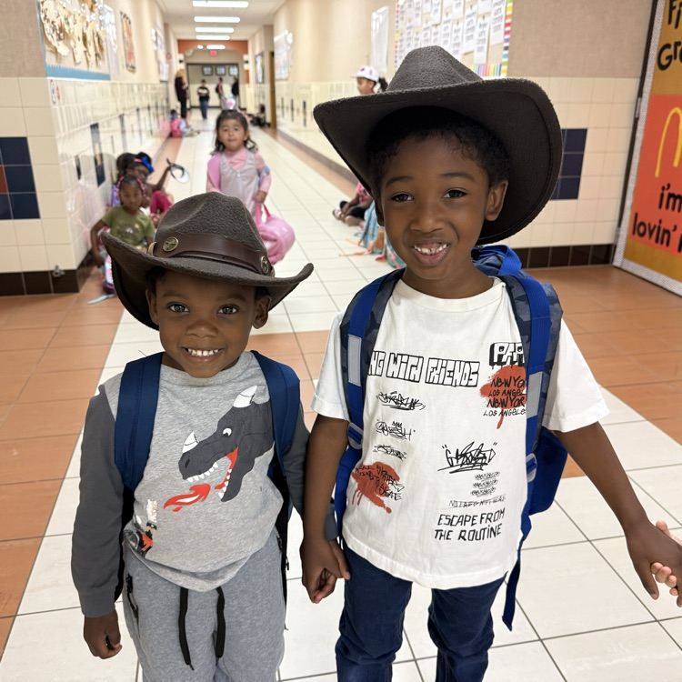 Students wearing hats for dress-up day