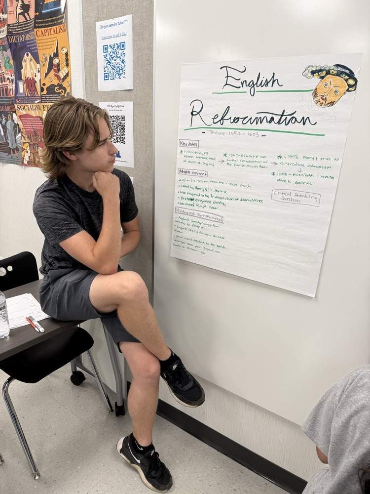 Mr Ramirez’s AP European History students preparing their Gallery Walk posters