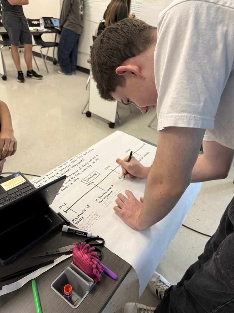 Mr Ramirez’s AP European History students preparing their Gallery Walk posters