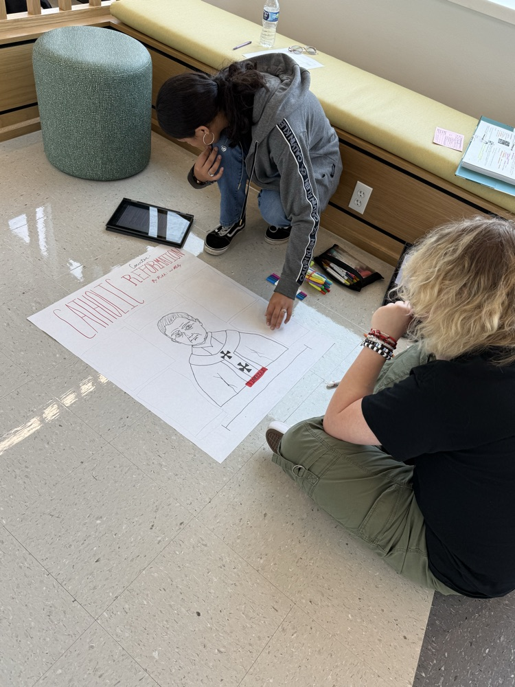 Mr Ramirez’s AP European History students preparing their Gallery Walk posters