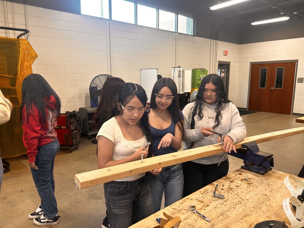 students learning to use srews and nails