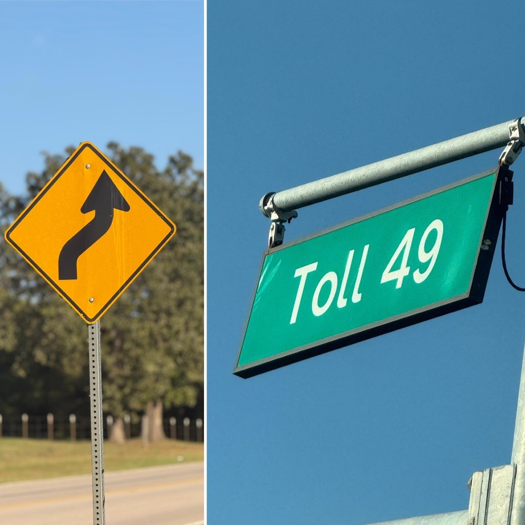 Shapes, sign and toll sign.