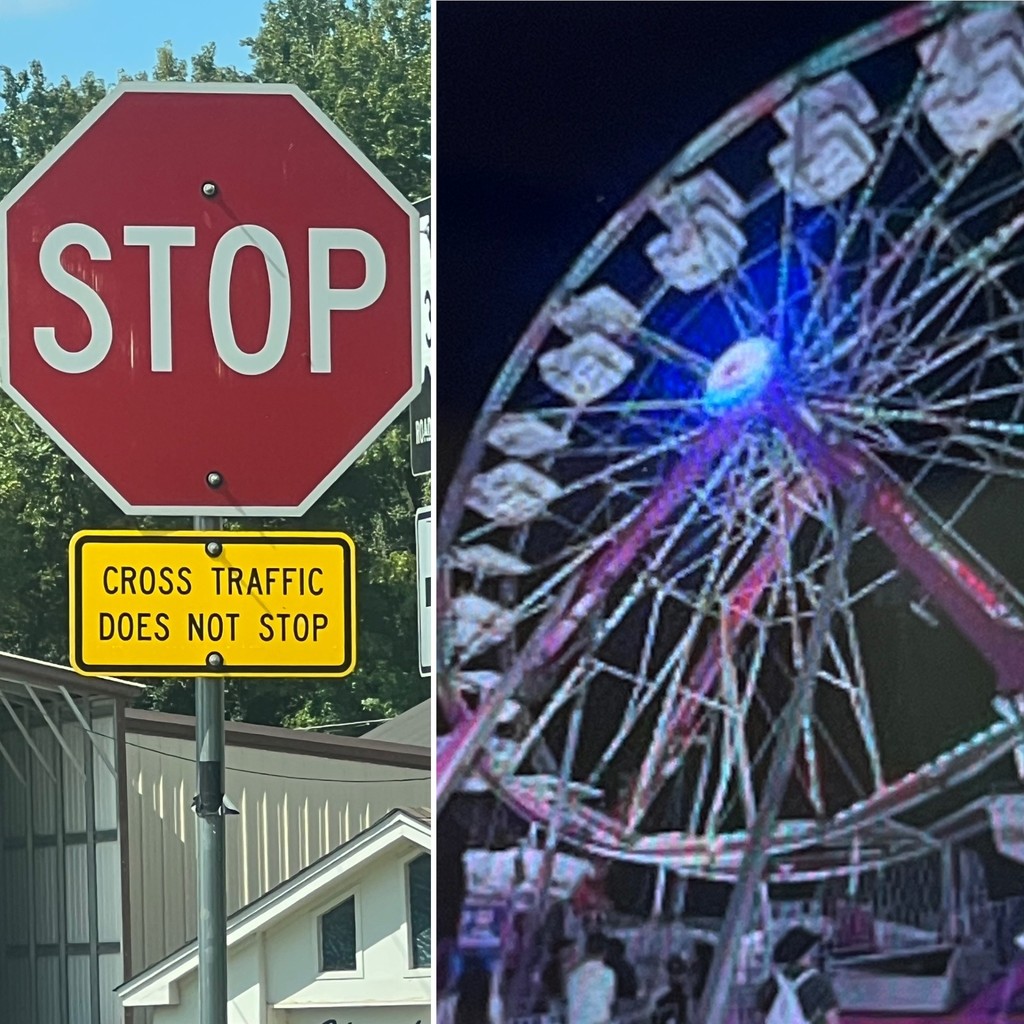 Shape pictures, stop sign and Ferris Wheel.