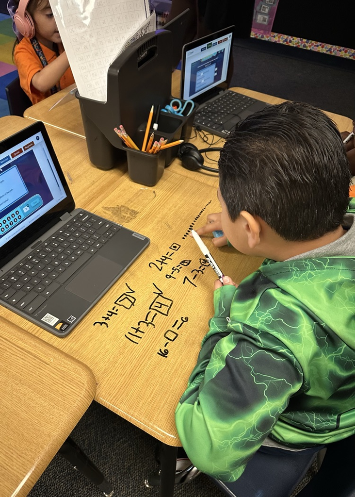 student working in math