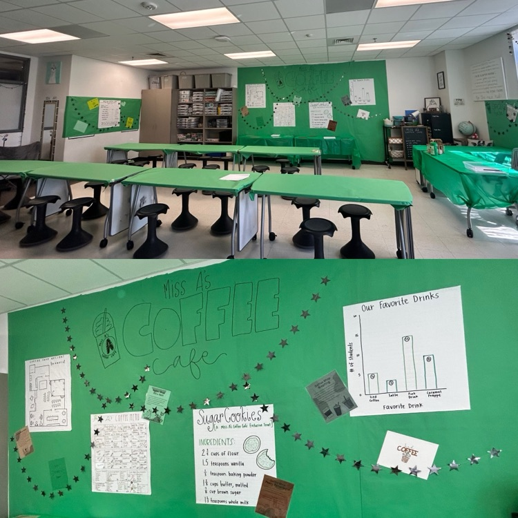 math classroom turned to coffee shop 