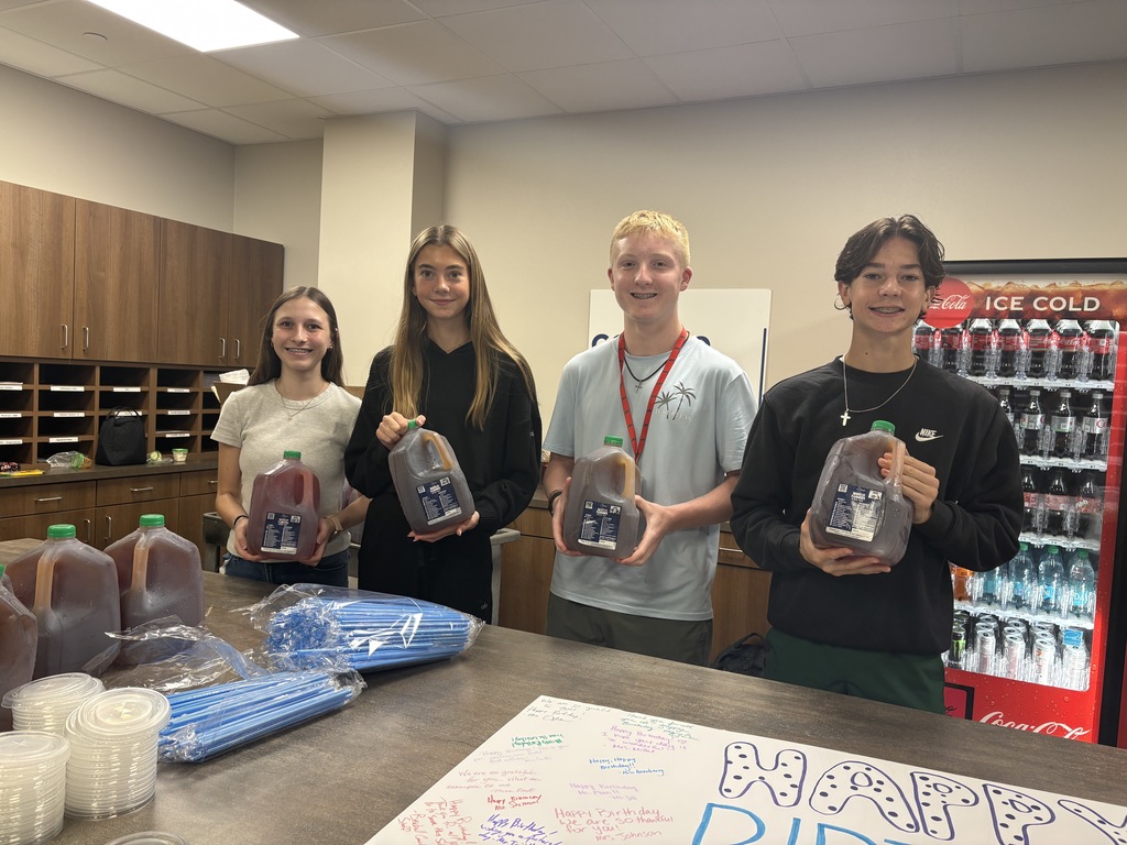 Tyler Legacy Freshman student council officers with tea for teachers