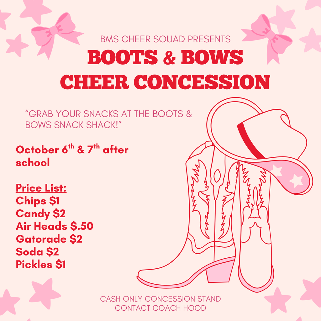 Cheerleaders will have a concession stand open October 6th and 7th after school 