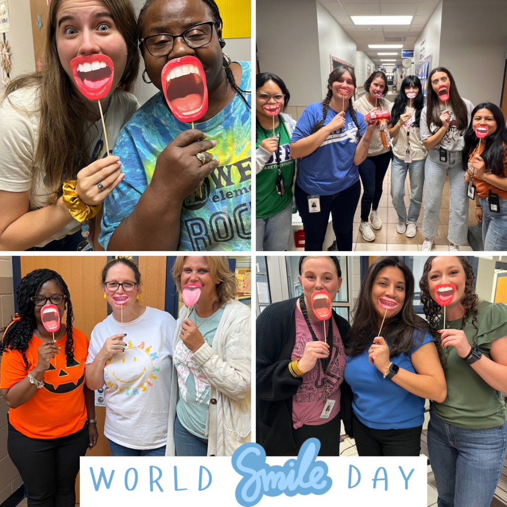 Teacher celebrating world smile day.
