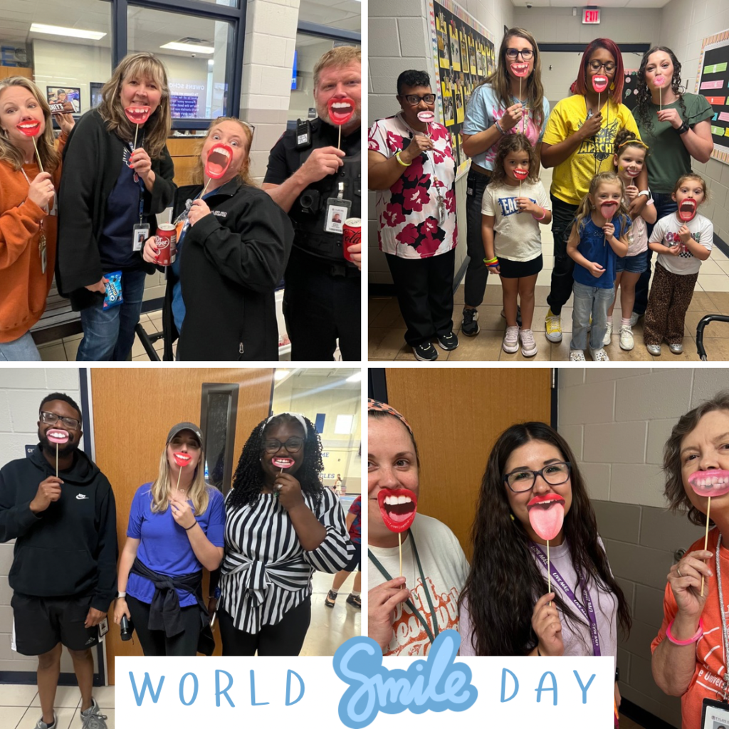 Teacher celebrating world smile day.