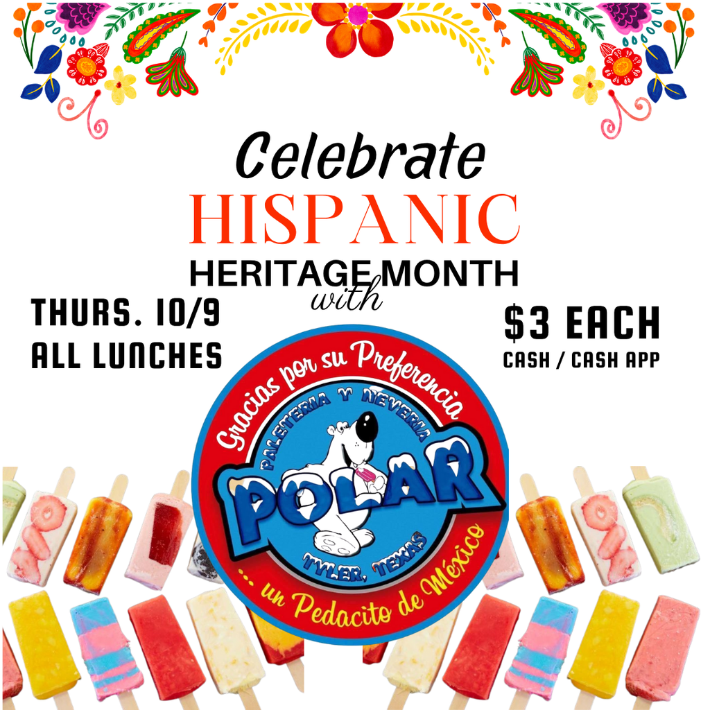 Celebrate Hispanic Heritage Month with Paleteria Polar on Thursday during lunches for $3 cash or cash app