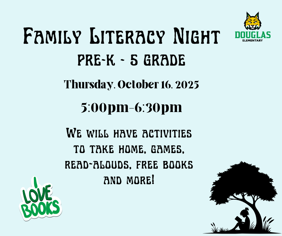 Family Literacy Night will occur on Thursday October 16 2025 from 5:00 p.m. to 6:30 p.m. We hope to see you there.
