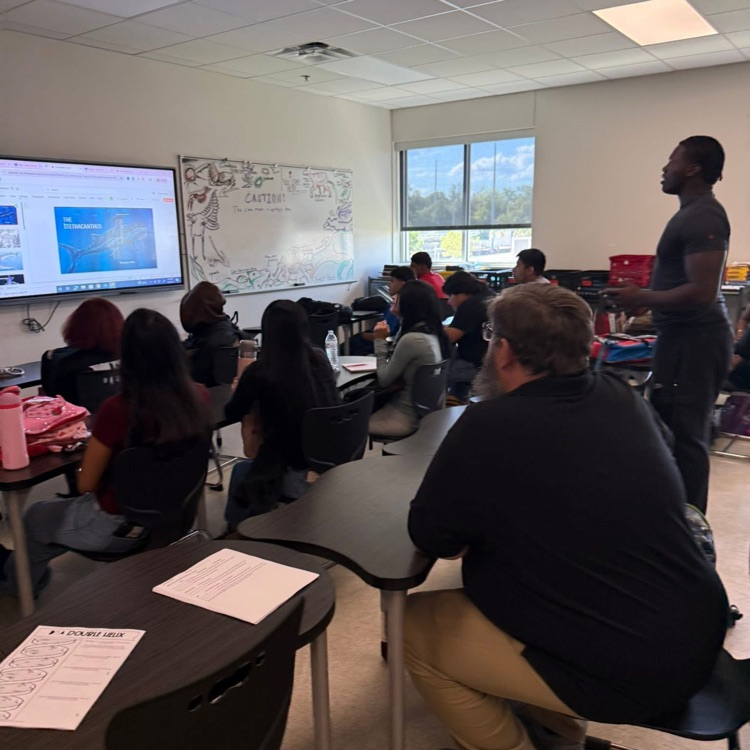 student presenting to class