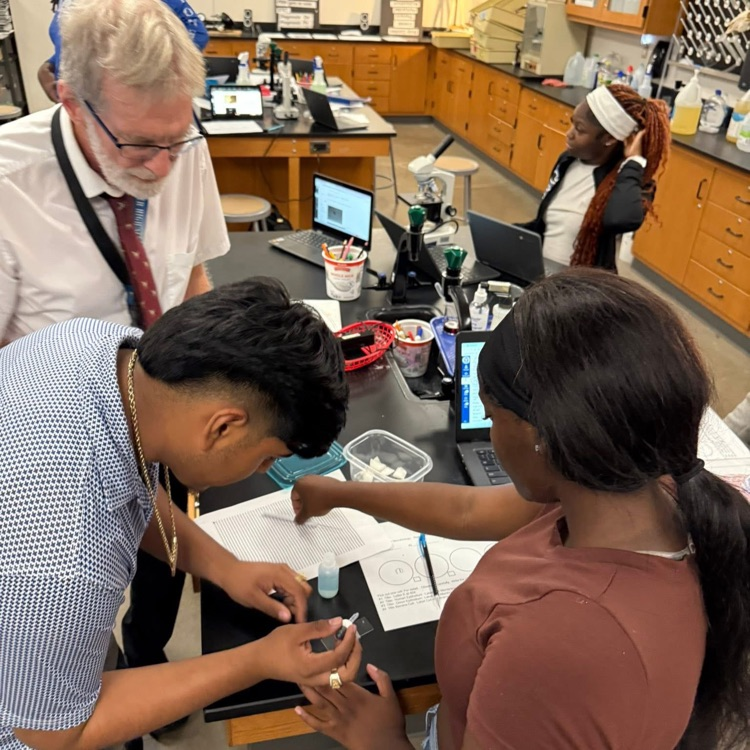 students putting stuff on slide