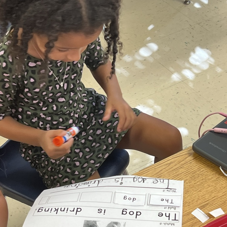 students working on using words to build full sentences