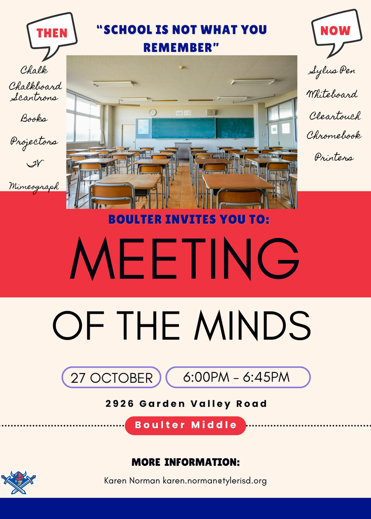 Meeting of the minds, October 27th. from 6pm- 6:45