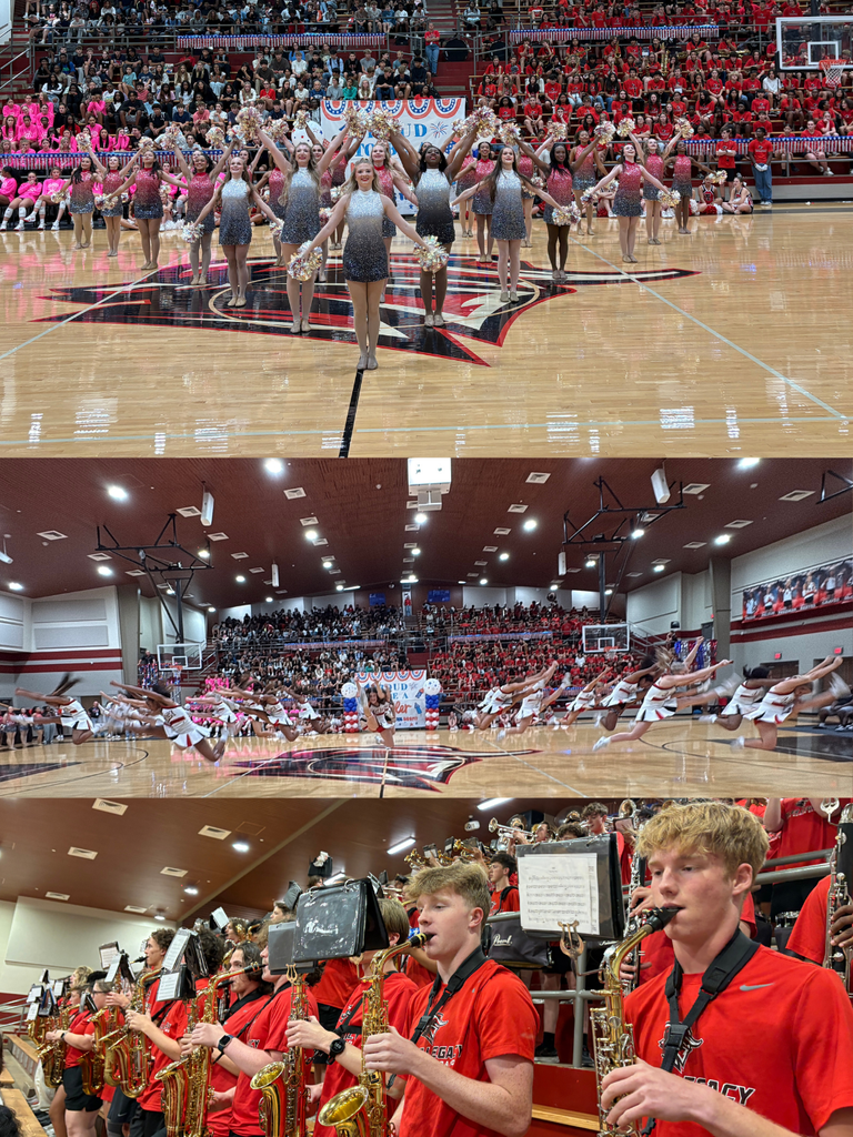 🇺🇸 We brought the spirit and the stars before tonight’s big game against Longview! 🎉 We proudly honored all Veterans in attendance for their service. 🙏 👏 Teacher of the Week: Coach Ross Barber, recognized for his heroic act performing the Heimlich maneuver and saving a student’s life. 🏃♀️ Girls Varsity Cross Country: Celebrated as District Champions! 🔥 Performances lit up the gym from Varsity Cheer, Southern Belles Drill Team, and the Big Red Band! 🎯 And we wrapped it all up with a classic dizzy bat game—Seniors took the win! Red Raider pride was in full force today! ❤️💙
