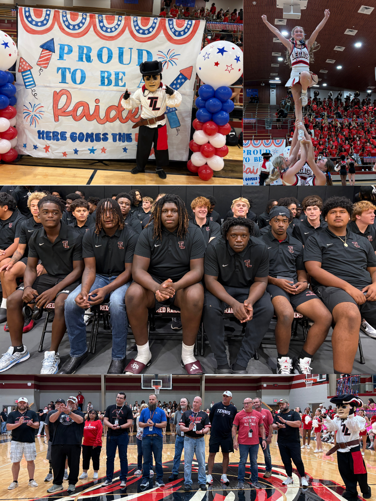 🇺🇸 We brought the spirit and the stars before tonight’s big game against Longview! 🎉 We proudly honored all Veterans in attendance for their service. 🙏 👏 Teacher of the Week: Coach Ross Barber, recognized for his heroic act performing the Heimlich maneuver and saving a student’s life. 🏃♀️ Girls Varsity Cross Country: Celebrated as District Champions! 🔥 Performances lit up the gym from Varsity Cheer, Southern Belles Drill Team, and the Big Red Band! 🎯 And we wrapped it all up with a classic dizzy bat game—Seniors took the win! Red Raider pride was in full force today! ❤️💙