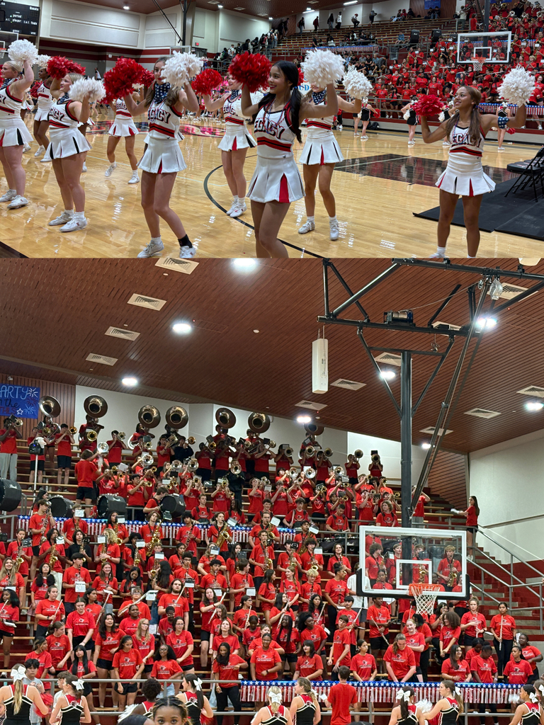 🇺🇸 We brought the spirit and the stars before tonight’s big game against Longview! 🎉 We proudly honored all Veterans in attendance for their service. 🙏 👏 Teacher of the Week: Coach Ross Barber, recognized for his heroic act performing the Heimlich maneuver and saving a student’s life. 🏃♀️ Girls Varsity Cross Country: Celebrated as District Champions! 🔥 Performances lit up the gym from Varsity Cheer, Southern Belles Drill Team, and the Big Red Band! 🎯 And we wrapped it all up with a classic dizzy bat game—Seniors took the win! Red Raider pride was in full force today! ❤️💙