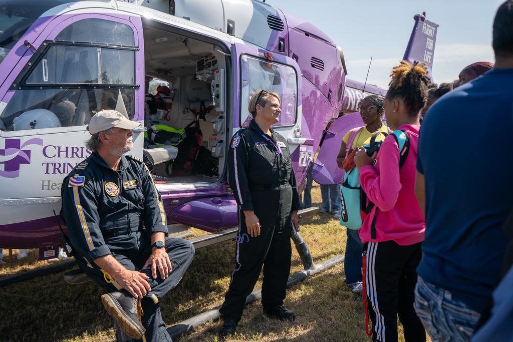 CHRISTUS Flight for Life crew answers students' questions.