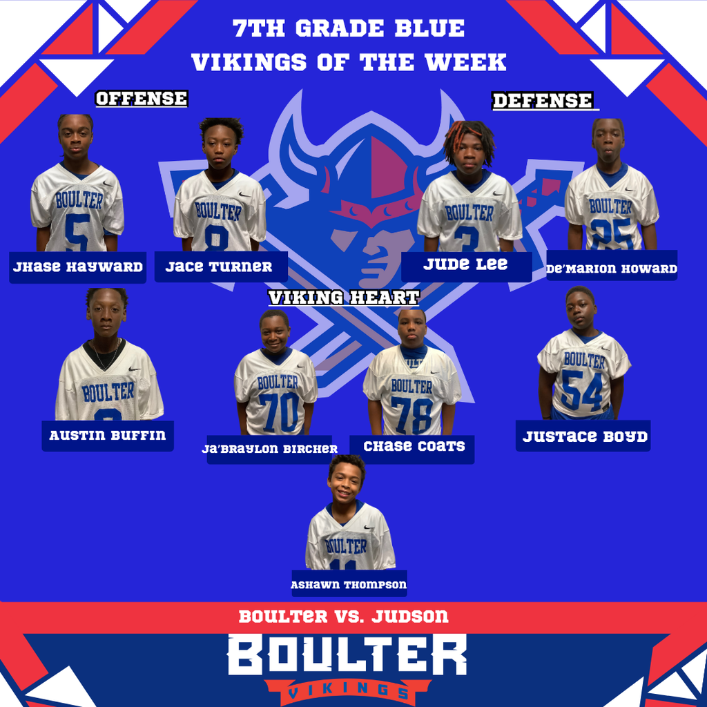 7th grade blue team vikings of the week. 