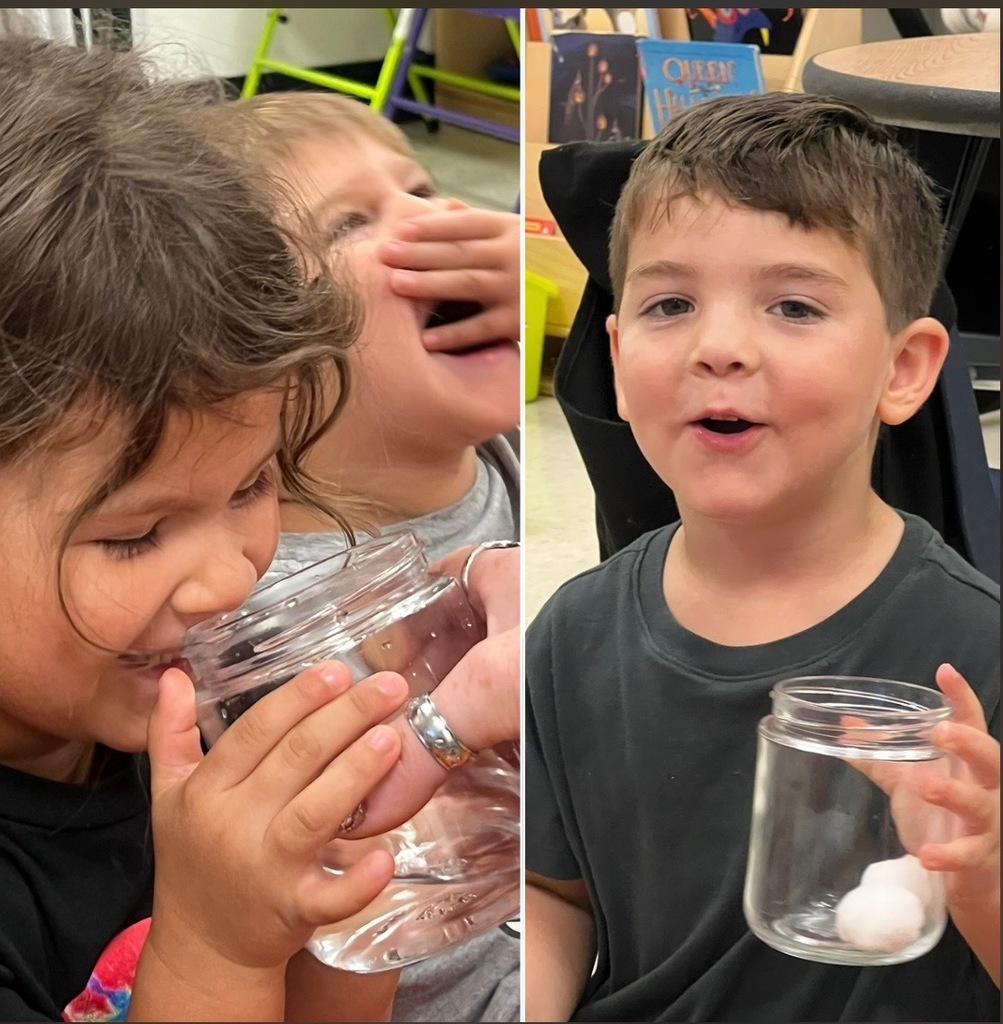 Students practicing their 5 senses.