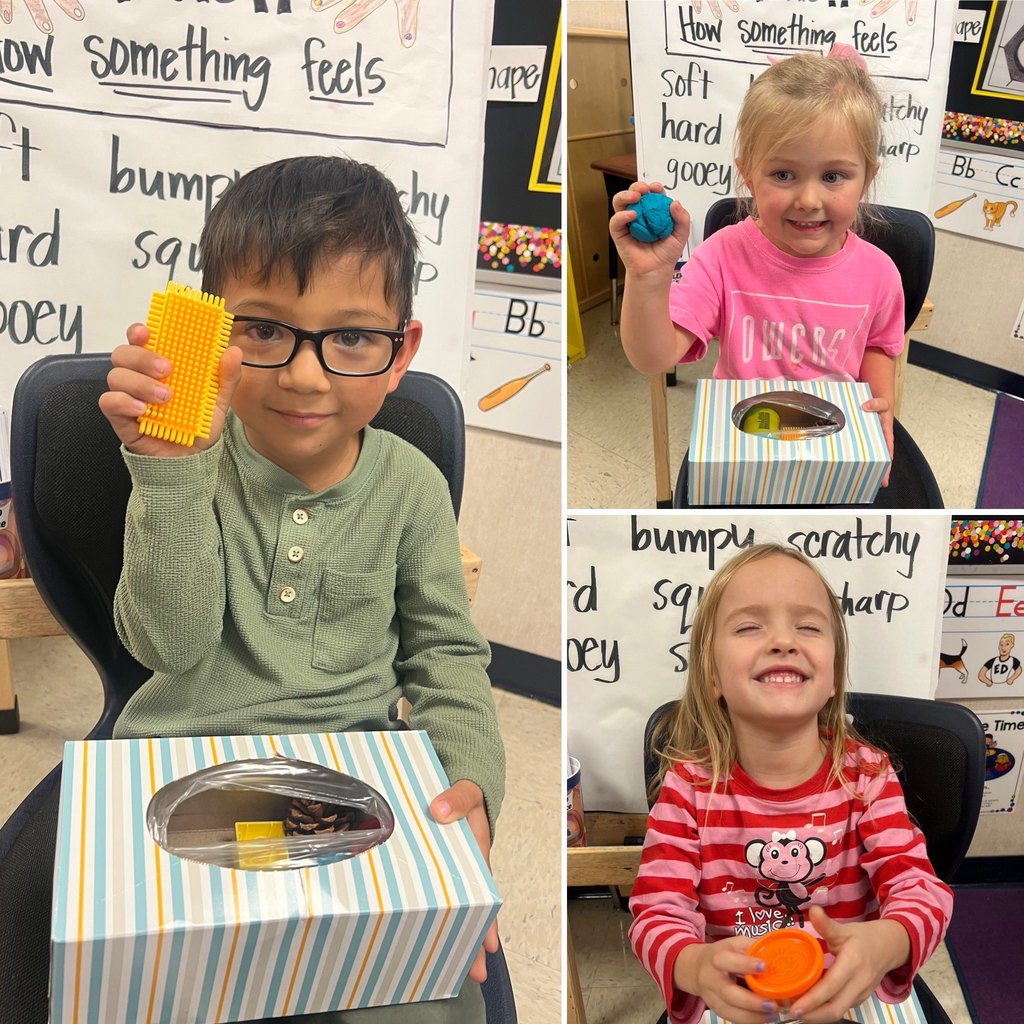 Students practicing their 5 senses.