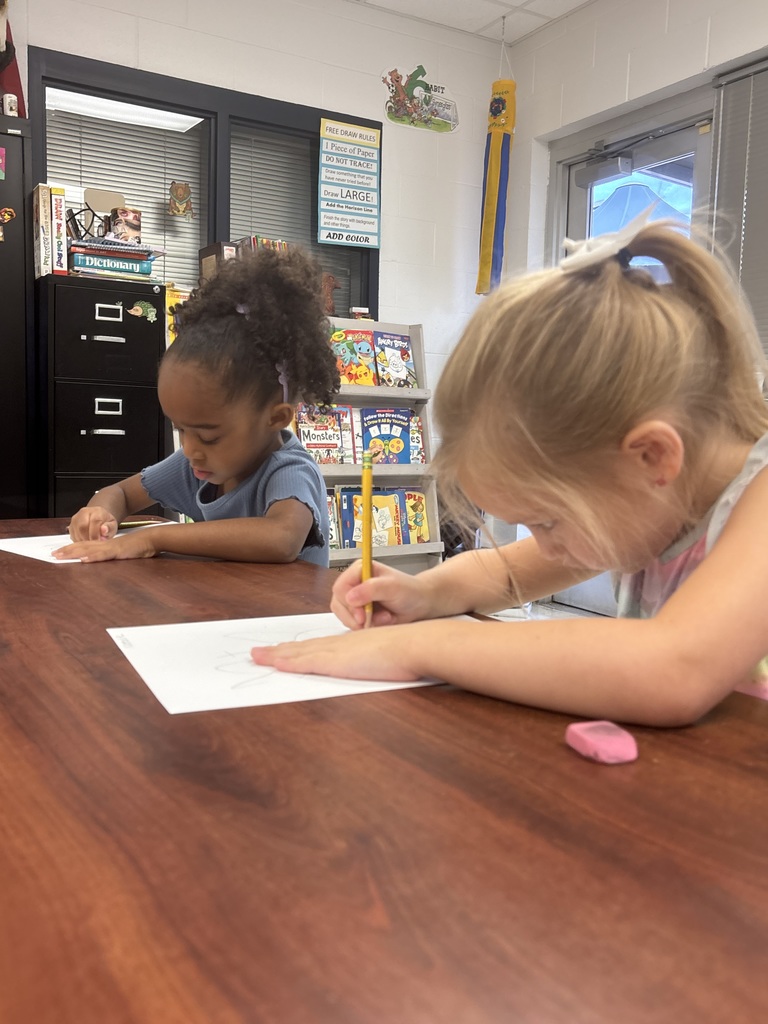 Students drawing using shapes.