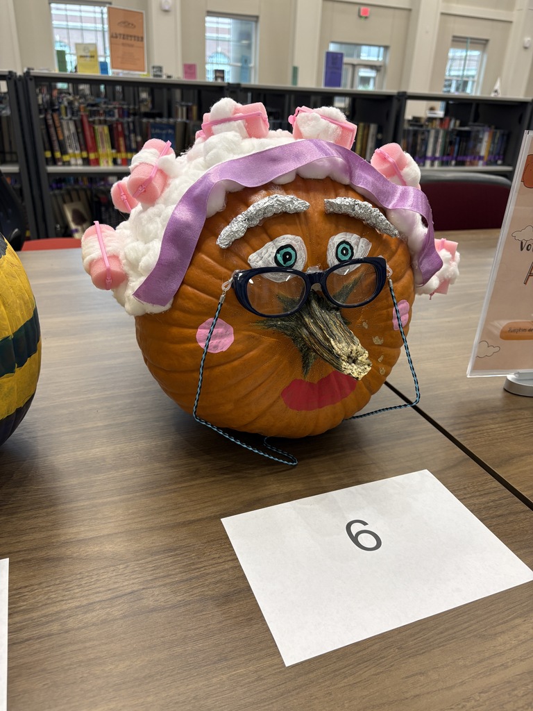 Tyler Legacy softball pumpkin as an old lady in curlers