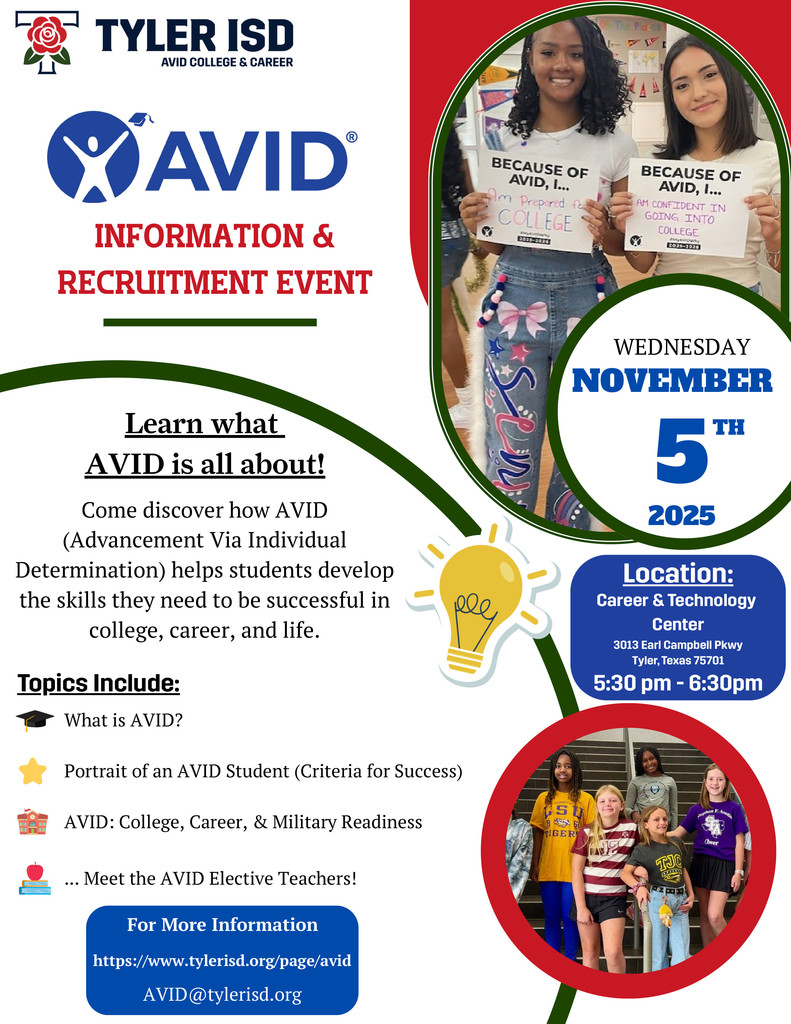 flyer in English for AVID information night