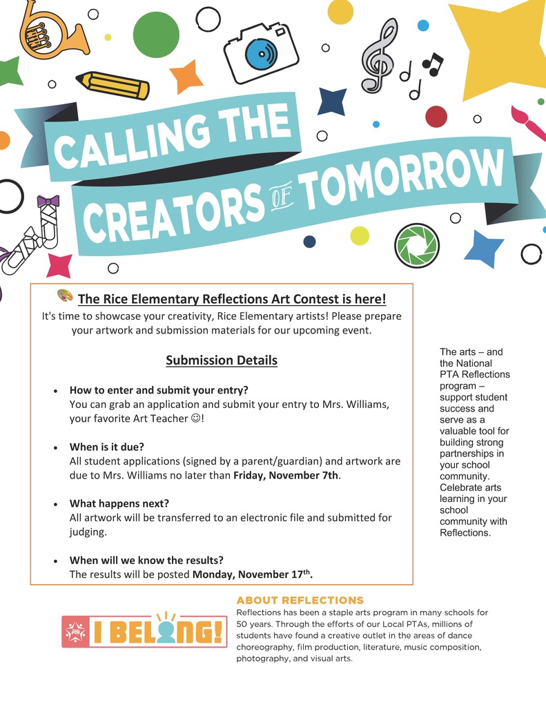 Calling the creators of tomorrow PTA Reflections contest flyer