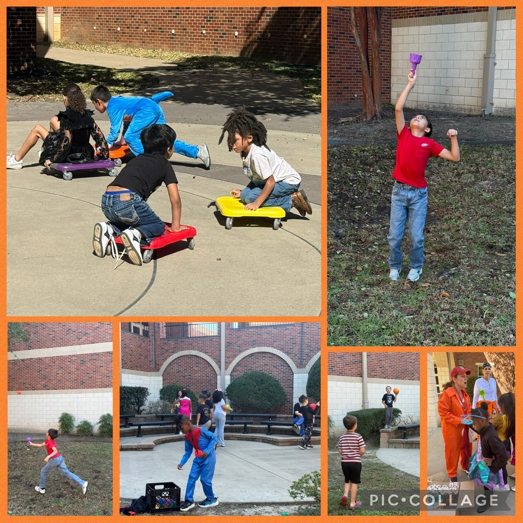outdoor games and stations for behavior party such as scooter soccer, bean bag toss, and tattoos