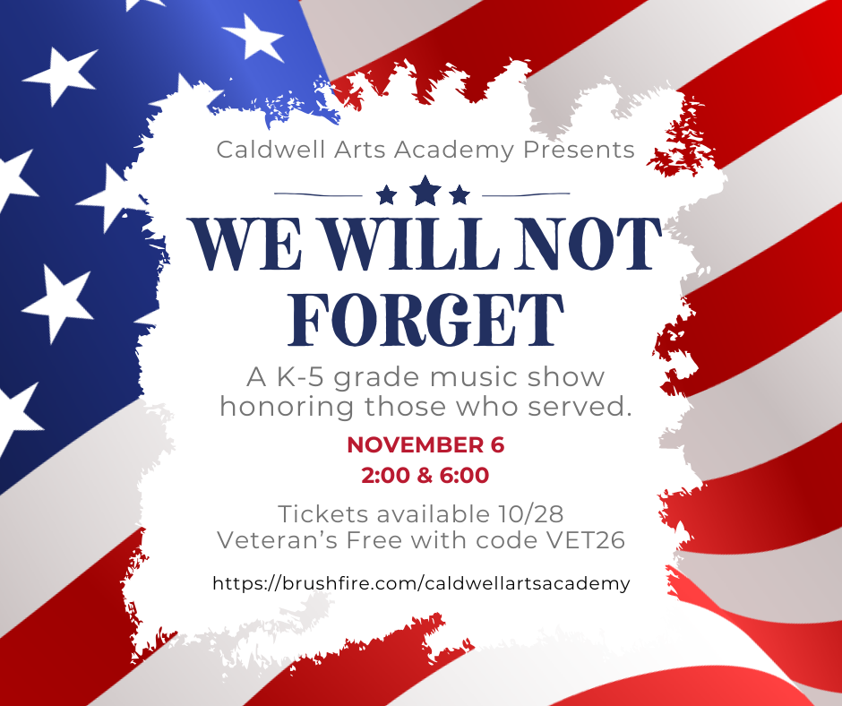 Veterans Day Flier Flag with title and show times